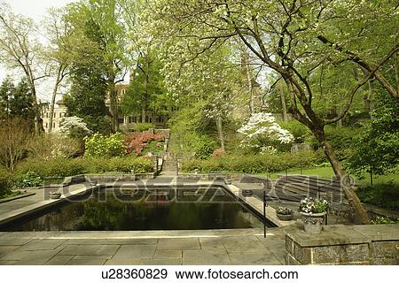 Stock Photo -  Wilmington, DE, Delaware, Brandywine River Valley, Winterthur, an American Country Estate, Museum and County Estates, former home of Henry Francis du Pont, natural garden, pool. Fotosearch
