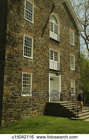 Stock Photograph -  Wilmington, DE, Delaware, Brandywine River Valley Region, Hagley Museum, Visitor Center, old stone cottonspinning shop. Fotosearch