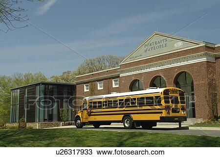 Stock Image -  Wilmington, DE, Delaware, Delaware Art Museum, Yellow School Bus. Fotosearch