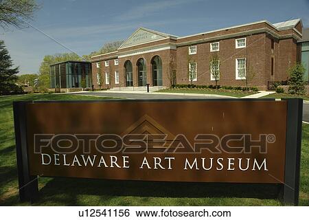 Stock Photograph -  Wilmington, DE, Delaware, Delaware Art Museum, entrance sign. Fotosearch