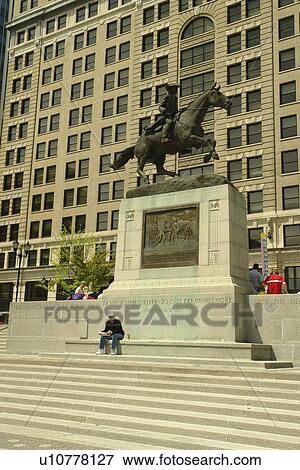 Stock Photo -  Wilmington, DE, Delaware, Rodney Square, Caesar Rodney Equestrian Statue, downtown. Fotosearch