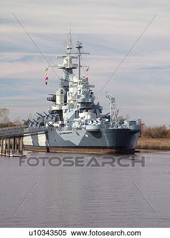 Stock Photography -  Wilmington, NC, North Carolina, Battleship North Carolina, USS North Carolina Battleship Memorial, Cape Fear River. Fotosearch
