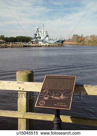 Wilmington, NC, North Carolina, Battleship North Carolina, USS North Carolina Battleship Memorial, Cape Fear River, overlook, information sign View Large Photo Image Stock Photography - Wilmington, NC, North Carolina, Battleship North Carolina, USS North Carolina Battleship Memorial, Cape Fear River, overlook, information sign. Fotosearch
