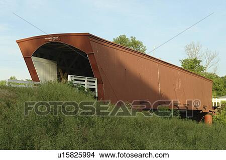Picture -  Winterset, Madison County, IA, Iowa, Covered Bridges of Madison County, Holliwell Bridge, Middle River. Fotosearch