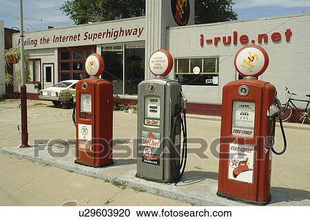 Winterset, Madison County, IA, Iowa, Old gas station, internet, gas pumps View Large Photo Image Stock Image - Winterset, Madison County, IA, Iowa, Old gas station, internet, gas pumps. Fotosearch