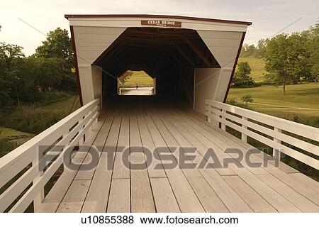 Stock Photo -  Winterset, Madison County, IA, Iowa, Covered Bridges of Madison County, Cedar Bridge. Fotosearch