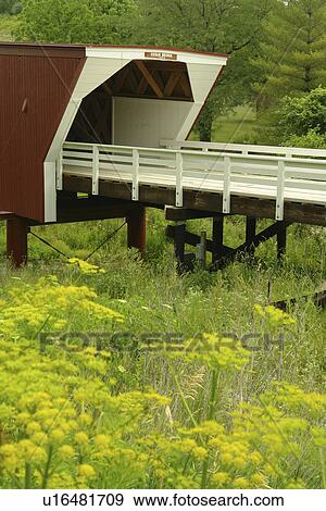 Stock Photo -  Winterset, Madison County, IA, Iowa, Covered Bridges of Madison County, Cedar Bridge. Fotosearch