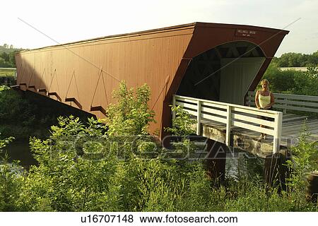 Winterset, Madison County, IA, Iowa, Covered Bridges of Madison County, Holliwell Bridge, Middle River View Large Photo Image Stock Photo - Winterset, Madison County, IA, Iowa, Covered Bridges of Madison County, Holliwell Bridge, Middle River. Fotosearch
