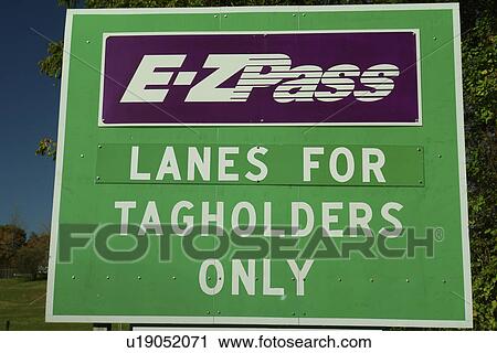 Stock Image -  Albany, NY, New York, E-ZPASS, road sign, expressway, toll road. Fotosearch