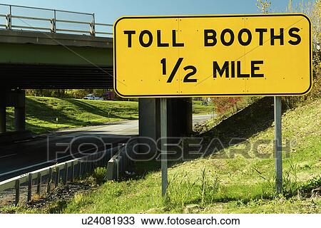 Stock Image -  Albany, NY, New York, Toll Booths, road sign, expressway, toll road. Fotosearch