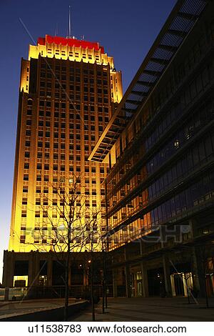 Stock Image -  Allentown, PA, Pennsylvania, Pennsylvania Power & Light Building, downtown, evening. Fotosearch