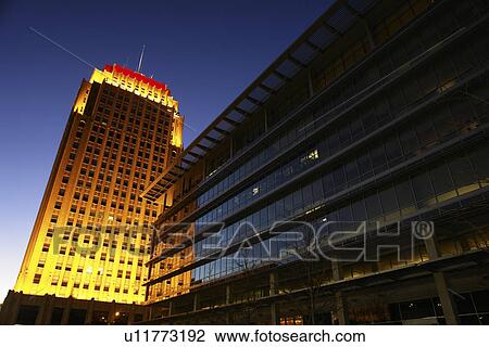 Stock Image -  Allentown, PA, Pennsylvania, Pennsylvania Power & Light Building, downtown, evening. Fotosearch