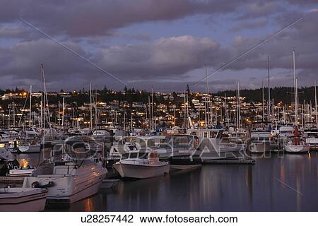 Stock Image -  Anacortes, WA, Washington, Puget Sound, San Juan Islands, Flounder Bay, Marina. Fotosearch