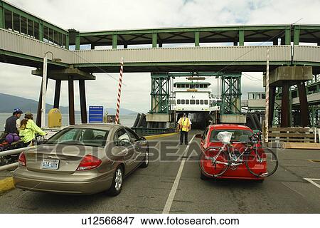 Stock Photo -  Anacortes, WA, Washington, Puget Sound, San Juan Islands, Fidalgo Islands, Washington State ferry to British Columbia, Canada, terminal. Fotosearch