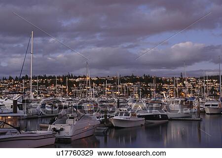 Stock Photo -  Anacortes, WA, Washington, Puget Sound, San Juan Islands, Flounder Bay, Marina. Fotosearch