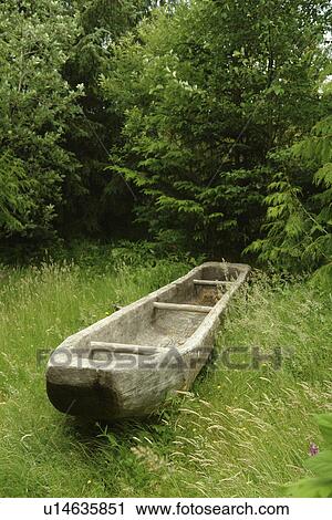 Stock Image -  Astoria, OR, Oregon, Pacific Ocean, Pacific Coast Scenic Byway, Rt Route, Highway 101, Fort Clatsop Lewis and Clark National & State Historical Parks, expedition canoe. Fotosearch
