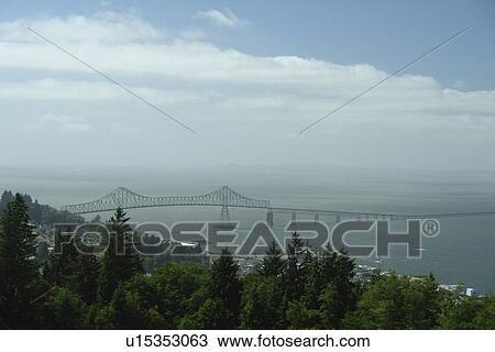 Stock Image -  Astoria, OR, Oregon, Pacific Ocean, Pacific Coast Scenic Byway, Rt Route, Highway 101, Columbia River, Columbia & Astoria Megler Bridge. Fotosearch