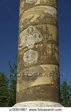 Stock Photo -  Astoria, OR, Oregon, Pacific Ocean, Pacific Coast Scenic Byway, Rt Route, Highway 101, Columbia River, Coxcomb Hill, Astoria Column. Fotosearch
