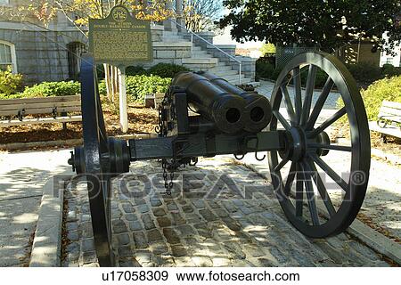 Stock Photo -  Athens, GA, Georgia, City Hall Plaza, cannon. Fotosearch