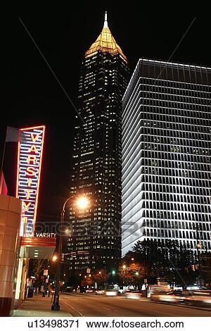 Stock Image -  Atlanta, GA, Georgia, Downtown, evening. Fotosearch