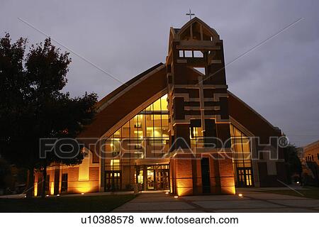 Stock Photo -  Atlanta, GA, Georgia, Martin Luther King Jr. National Historic Site and Preservation District, church, evening. Fotosearch