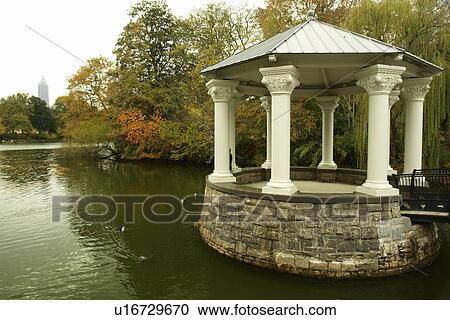Stock Image -  Atlanta, GA, Georgia, Piedmont Park, gazebo, autumn. Fotosearch