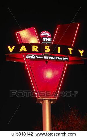 Stock Image -  Atlanta, GA, Georgia, The Varsity, evening. Fotosearch