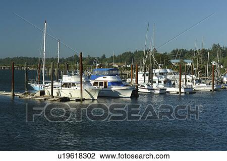 Stock Image -  Bandon, OR, Oregon, Pacific Ocean, Coquille River Boat Basin, harbor. Fotosearch