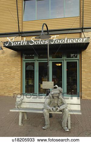 Bend, OR, Oregon, downtown, statue of a man sitting on a bench with two ducks View Large Photo Image Stock Image - Bend, OR, Oregon, downtown, statue of a man sitting on a bench with two ducks. Fotosearch