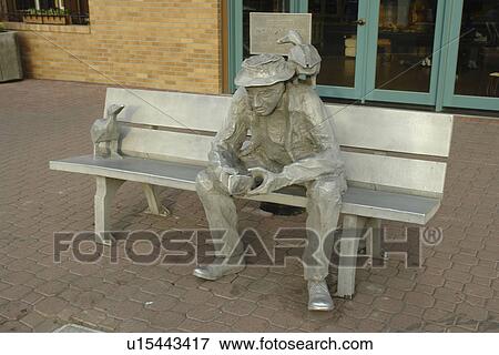 Bend, OR, Oregon, downtown, statue of a man sitting on a bench with two ducks View Large Photo Image Stock Photo - Bend, OR, Oregon, downtown, statue of a man sitting on a bench with two ducks. Fotosearch