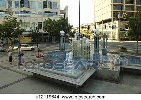 Boise, ID, Idaho, downtown, plaza, fountain View Large Photo Image Picture - Boise, ID, Idaho, downtown, plaza, fountain. Fotosearch