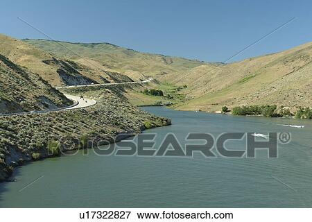Stock Photo -  Boise, ID, Idaho, Ponderosa Pine Scenic Byway, Boise National Forest, Arrowrock Reservoir, Boise River. Fotosearch