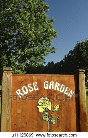 Stock Photo -  Boise, ID, Idaho, Rose Garden, Julia Davis Park, entrance sign. Fotosearch