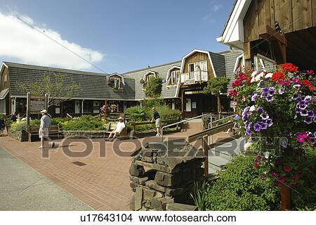 Picture -  Cannon Beach, OR, Oregon, Pacific Ocean, Pacific Coast Scenic Byway, Rt Route, Highway 101, downtown, Sandpiper Square. Fotosearch