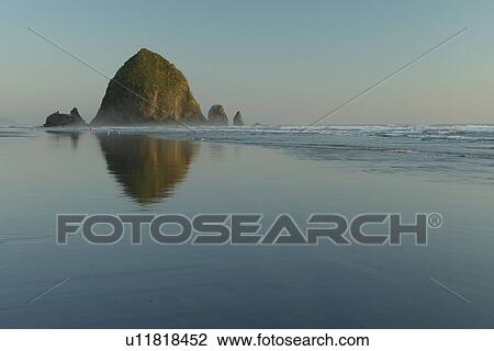 Cannon Beach, OR, Oregon, Pacific Ocean, Pacific Coast Scenic Byway, Rt Route, Highway 101, Cannon Beach, Haystack Rock, reflection View Large Photo Image Stock Image - Cannon Beach, OR, Oregon, Pacific Ocean, Pacific Coast Scenic Byway, Rt Route, Highway 101, Cannon Beach, Haystack Rock, reflection. Fotosearch