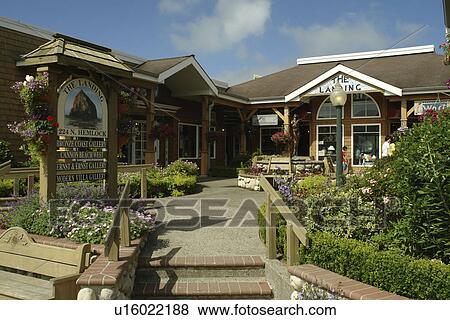 Stock Photo -  Cannon Beach, OR, Oregon, Pacific Ocean, Pacific Coast Scenic Byway, Rt Route, Highway 101, downtown, The Landing. Fotosearch