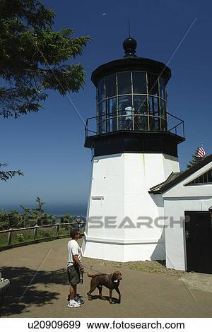 Stock Photo -  Cape Meares, OR, Oregon, Pacific Ocean, Pacific Coast Scenic Byway, Rt Route, Highway 101, Cape Meares State Scenic Viewpoint, Cape Meares Lighthouse. Fotosearch