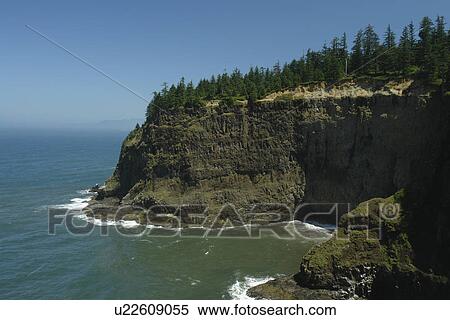 Stock Photography -  Cape Meares, OR, Oregon, Pacific Ocean, Pacific Coast Scenic Byway, Rt Route, Highway 101, Cape Meares State Scenic Viewpoint, overlook. Fotosearch