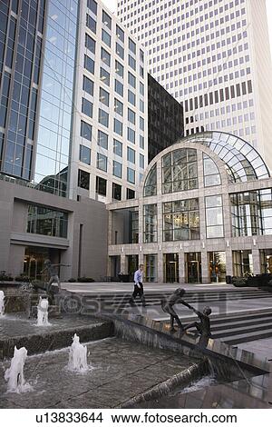 Picture -  Charlotte, NC, North Carolina, Downtown, plaza, fountain. Fotosearch