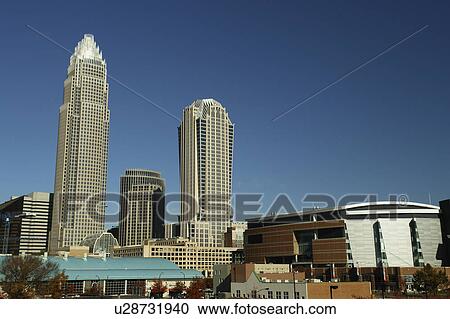 Stock Image -  Charlotte, NC, North Carolina, Downtown Skyline. Fotosearch