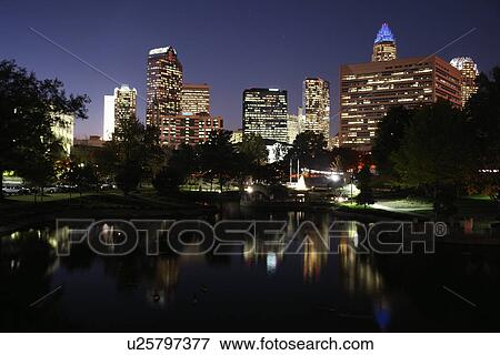 Charlotte, NC, North Carolina, Downtown Skyline, Marshall Park, evening View Large Photo Image Stock Photo - Charlotte, NC, North Carolina, Downtown Skyline, Marshall Park, evening. Fotosearch