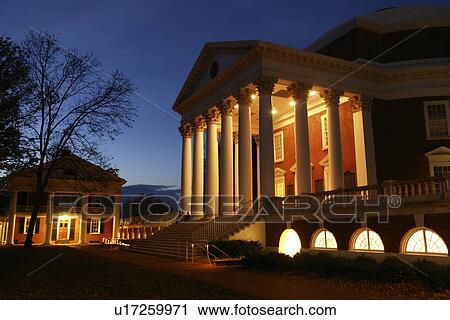 Stock Image -  Charlottesville, VA, Virginia, University of Virginia, Rotunda, evening. Fotosearch