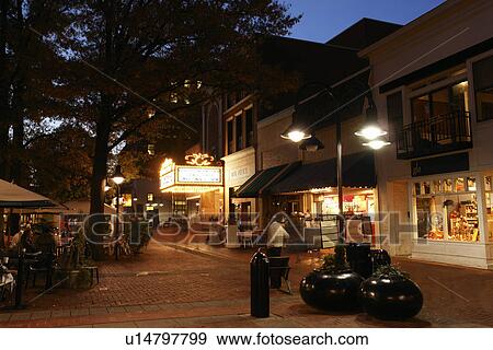 Stock Photo -  Charlottesville, VA, Virginia, Historic Downtown, evening. Fotosearch