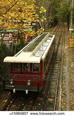 Stock Photo -  Chattanooga, TN, Tennessee, Lookout Mountain Incline Railway, autumn. Fotosearch