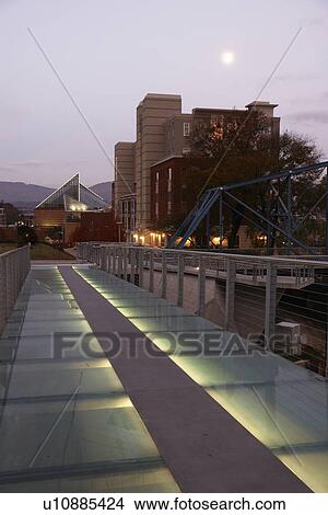 Chattanooga, TN, Tennessee, footbridge, evening View Large Photo Image Picture - Chattanooga, TN, Tennessee, footbridge, evening. Fotosearch
