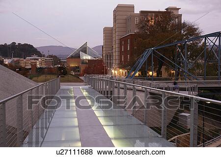 Stock Photo -  Chattanooga, TN, Tennessee, footbridge, evening. Fotosearch