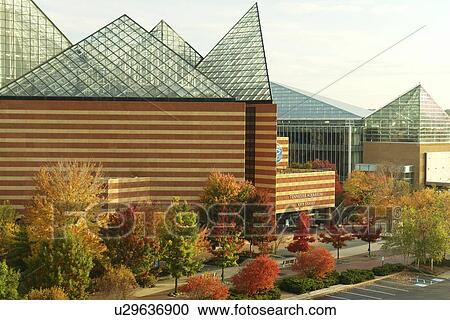 Stock Image -  Chattanooga, TN, Tennessee, Tennessee Aquarium, aerial view. Fotosearch