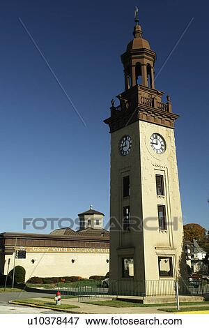Stock Photo -  Columbia, PA, Pennsylvania, Pennsylvania Dutch Country, The National Watch and Clock Museum, Clock Tower. Fotosearch