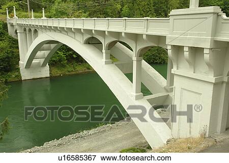 Stock Photo -  Concrete, WA, Washington, Puget Sound Energy Plant and Visitor Center, 1916 Thompson Bridge. Fotosearch
