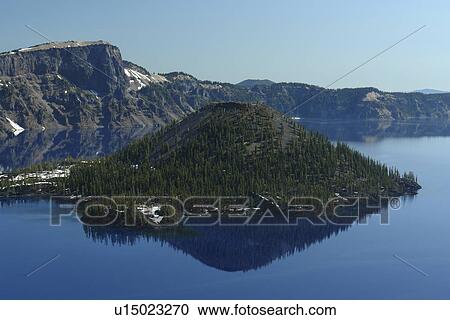 Crater Lake National Park, OR, Oregon, Cascade Range, Volcanic Legacy Scenic Byway, Rim Drive, Wizard Island View Large Photo Image Stock Image - Crater Lake National Park, OR, Oregon, Cascade Range, Volcanic Legacy Scenic Byway, Rim Drive, Wizard Island. Fotosearch